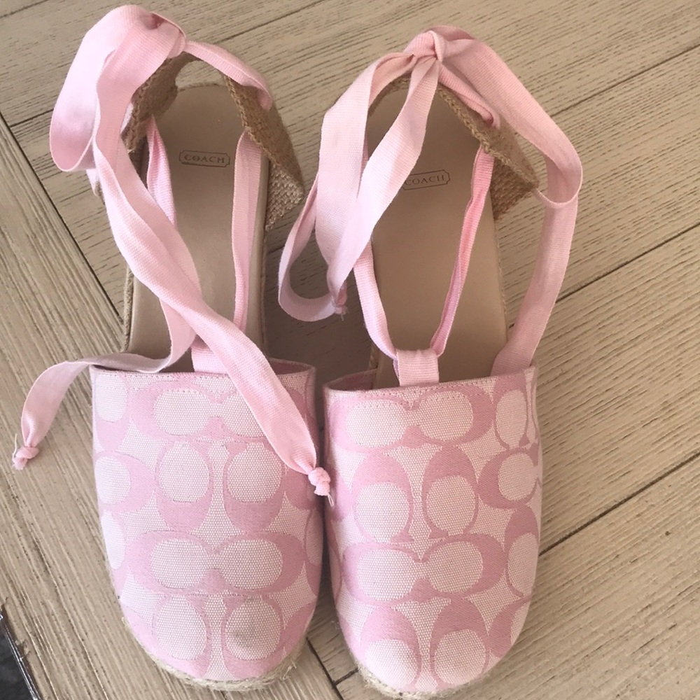 Pink Coach wedge espadrille